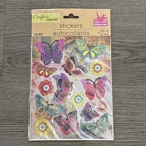 Crafters Square 15 Pc Stickers Pop Up Butterflies Scrapbooking